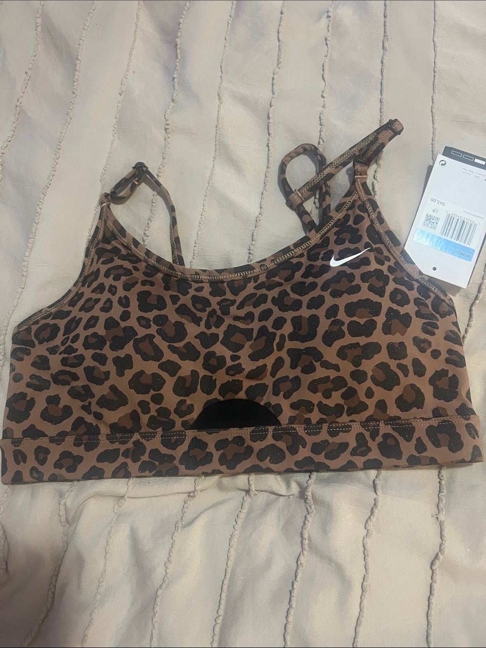 Nike Brown Leopard Print Thin-Strap Sports Bra